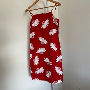 Vintage Y2K 2002 Tommy Hilfiger Red White Daisy Floral Shift Dress Size 8